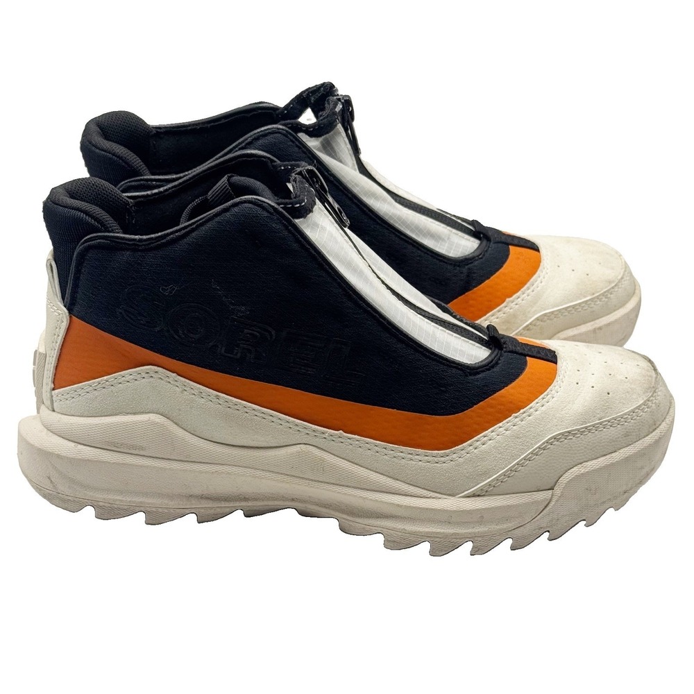SOREL ONA Mid Zip Up Sneaker White Black Orange Women's Size 7